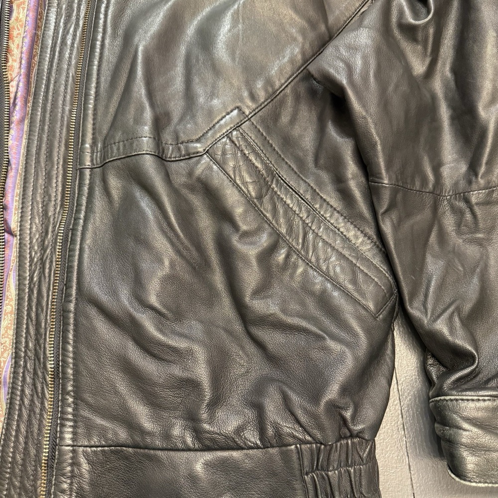 Men's‎ BrassBoot Motorcycle Bomber Black Zipper Leather Size 52 Buttery Soft - Picture 6 of 13